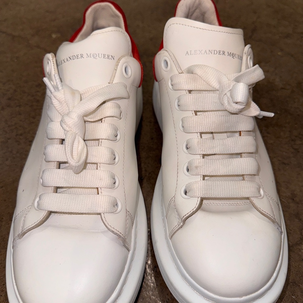 Alexander McQueen White Sneakers with Red Detail